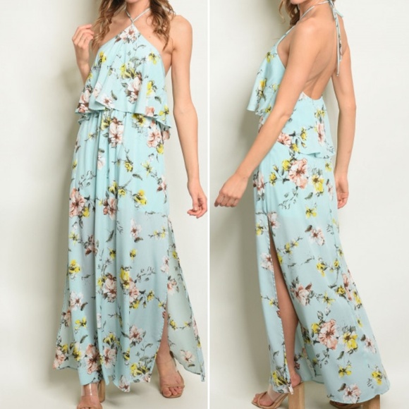 Trend Setter Diva Boutique Dresses & Skirts - BLUE FLORAL MAXI DRESS